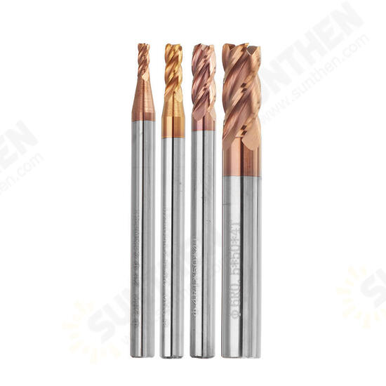 HRC58 Round Nose 4 Flutes End Mill Cutter 2R0.2-6R0.5 AlTiN Coating CNC End Mill Cutter