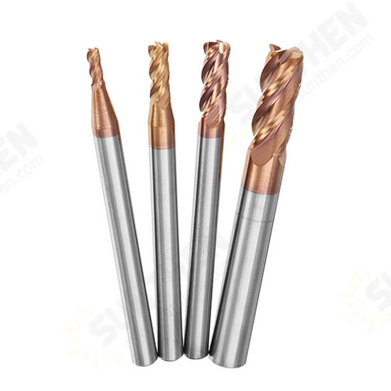 HRC58 Round Nose 4 Flutes End Mill Cutter 2R0.2-6R0.5 AlTiN Coating CNC End Mill Cutter HRC58 Round Nose 4 Flutes End Mill Cutter 2R0.2-6R0.5 AlTiN Coating CNC End Mill Cutter