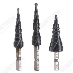 HRC89 M35 Cobalt Step Drill Bit 3-12/4-12/4-20mm TiAlN Coated Step Drill 1/4 Inch Hex Shank HRC89 M35 Cobalt Step Drill Bit 3-12/4-12/4-20mm TiAlN Coated Step Drill 1/4 Inch Hex Shank