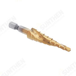 HSS 4-12mm Spiral Grooved Step Drill Bit Titanium Coated Step Cone Drill Bit