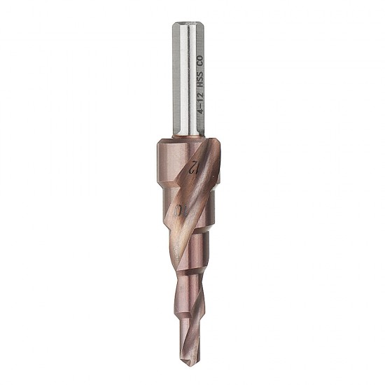 HSS-Co M35 Cobalt Step Drill Bit Triangle Shank 4-12/4-20/4-32mm Spiral Flute Step Drill