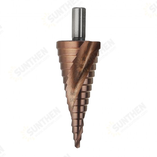 HSS-Co M35 Cobalt Step Drill Bit Triangle Shank 4-12/4-20/4-32mm Spiral Flute Step Drill HSS-Co M35 Cobalt Step Drill Bit Triangle Shank 4-12/4-20/4-32mm Spiral Flute Step Drill