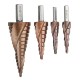 HSS-Co M35 Cobalt Step Drill Bit Triangle Shank 4-12/4-20/4-32mm Spiral Flute Step Drill HSS-Co M35 Cobalt Step Drill Bit Triangle Shank 4-12/4-20/4-32mm Spiral Flute Step Drill