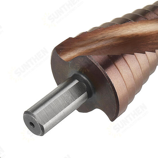 HSS-Co M35 Cobalt Step Drill Bit Triangle Shank 4-12/4-20/4-32mm Spiral Flute Step Drill HSS-Co M35 Cobalt Step Drill Bit Triangle Shank 4-12/4-20/4-32mm Spiral Flute Step Drill