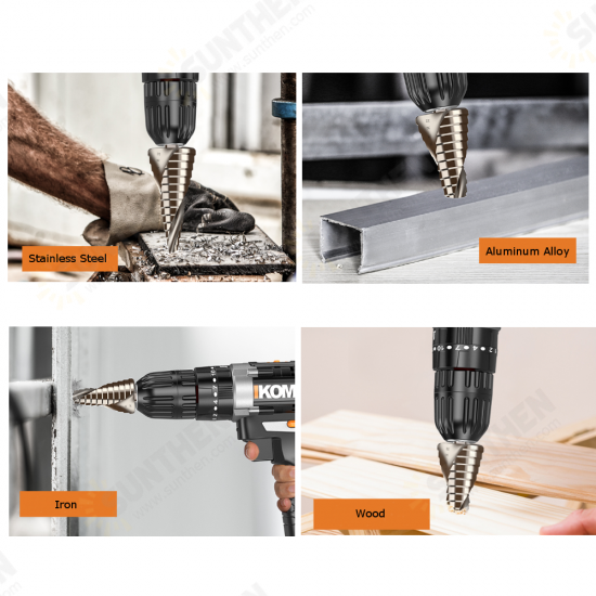 HSS-Co M35 Cobalt Step Drill Bit Triangle Shank 4-12/4-20/4-32mm Spiral Flute Step Drill HSS-Co M35 Cobalt Step Drill Bit Triangle Shank 4-12/4-20/4-32mm Spiral Flute Step Drill