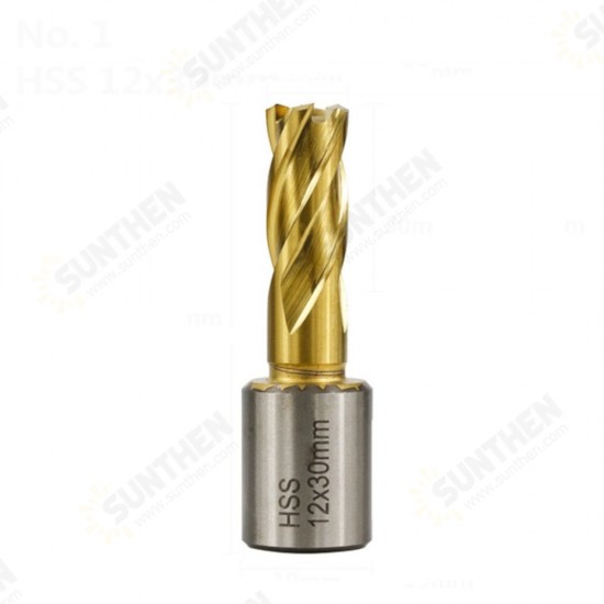 HSS Hollow Drill Bit 12-42mm Cutting Diameter Titanium Coated Core Drill Bit For Metal Cutting Weldon Shank Magnetic Drill Bit Annular Cutter