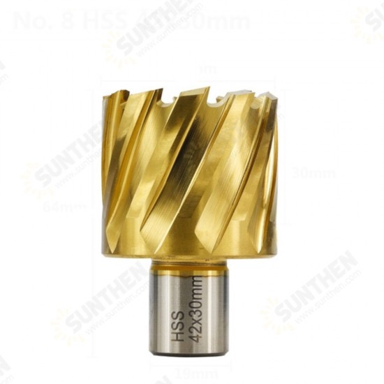 HSS Hollow Drill Bit 12-42mm Cutting Diameter Titanium Coated Core Drill Bit For Metal Cutting Weldon Shank Magnetic Drill Bit Annular Cutter