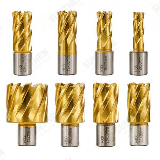 HSS Hollow Drill Bit 12-42mm Cutting Diameter Titanium Coated Core Drill Bit For Metal Cutting Weldon Shank Magnetic Drill Bit Annular Cutter