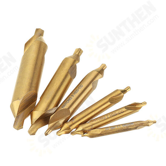 HSS Titanium Coated Center Drill Bit 1/1.5/2/2.5/3/5mm 60 Degree Countersink Drill Bit HSS Titanium Coated Center Drill Bit 1/1.5/2/2.5/3/5mm 60 Degree Countersink Drill Bit