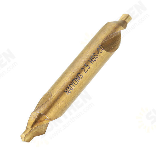 HSS Titanium Coated Center Drill Bit 1/1.5/2/2.5/3/5mm 60 Degree Countersink Drill Bit HSS Titanium Coated Center Drill Bit 1/1.5/2/2.5/3/5mm 60 Degree Countersink Drill Bit