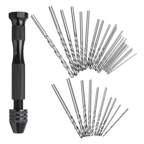 Hand Drill Set Pin Vise Mini Drill with Twitst Drill Bits for Craft Carving DIY