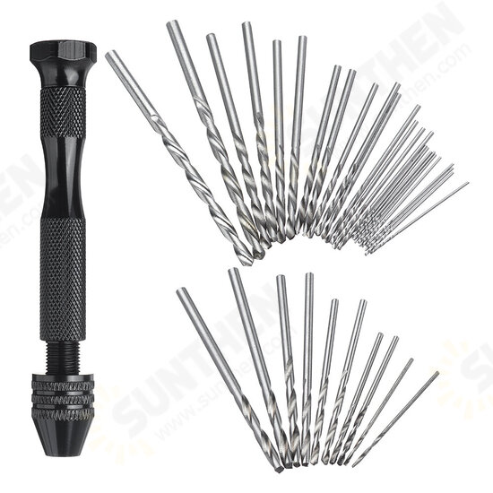 Hand Drill Set Pin Vise Mini Drill with Twitst Drill Bits for Craft Carving DIY