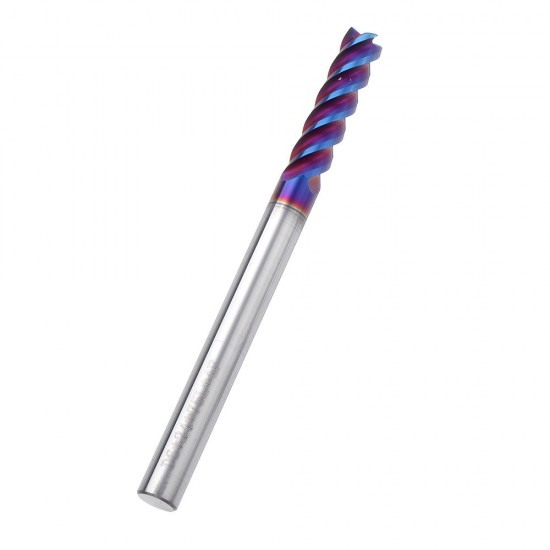 L75mm D4/5/6/8/10mm HRC60 4 Flutes Milling Cutter Blue NACO Coated Tungsten Carbide Milling Cutter CNC Tool