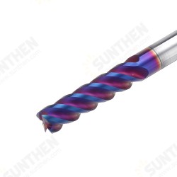L75mm D4/5/6/8/10mm HRC60 4 Flutes Milling Cutter Blue NACO Coated Tungsten Carbide Milling Cutter CNC Tool