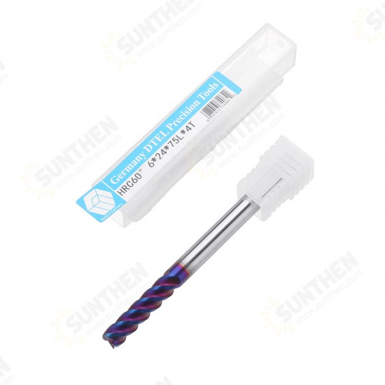 L75mm D4/5/6/8/10mm HRC60 4 Flutes Milling Cutter Blue NACO Coated Tungsten Carbide Milling Cutter CNC Tool L75mm D4/5/6/8/10mm HRC60 4 Flutes Milling Cutter Blue NACO Coated Tungsten Carbide Milling Cutter CNC Tool