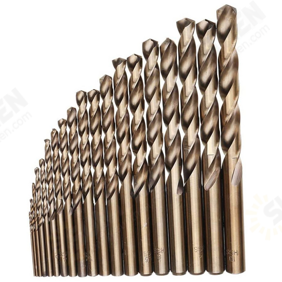 M35 Cobalt Drill Bit Set HSS-Co Jobber Length Twist Drill Bits with Metal Case for Stainless Steel Wood Metal Drilling