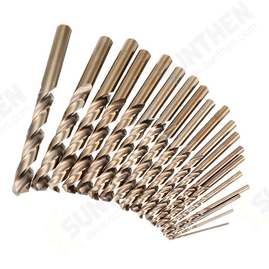 M35 Cobalt Drill Bit Set HSS-Co Jobber Length Twist Drill Bits with Metal Case for Stainless Steel Wood Metal Drilling