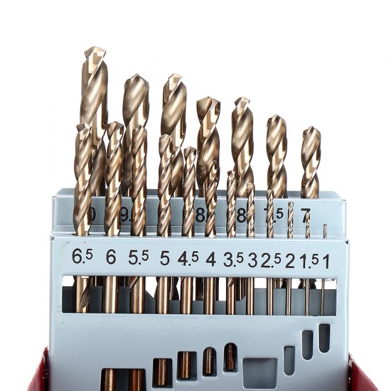 M35 Cobalt Drill Bit Set HSS-Co Jobber Length Twist Drill Bits with Metal Case for Stainless Steel Wood Metal Drilling