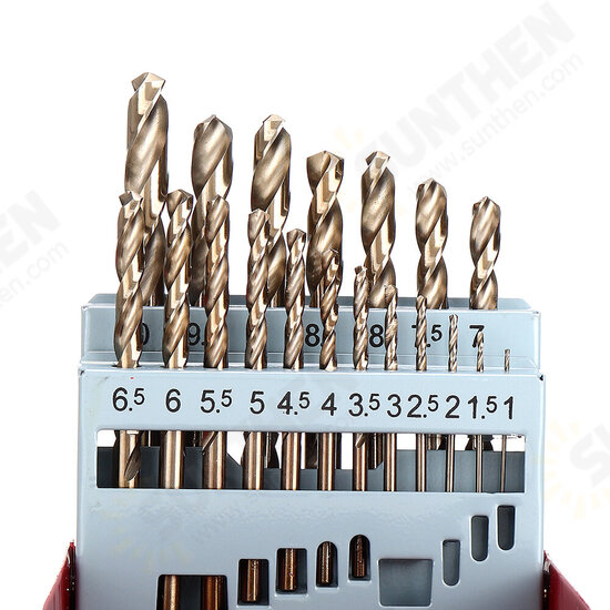 M35 Cobalt Drill Bit Set HSS-Co Jobber Length Twist Drill Bits with Metal Case for Stainless Steel Wood Metal Drilling