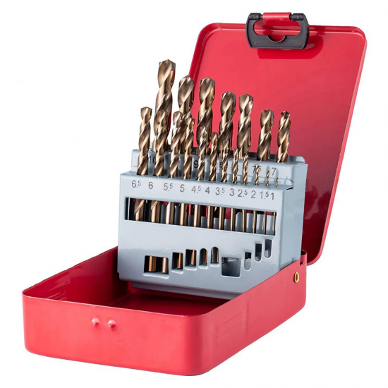 M35 Cobalt Drill Bit Set HSS-Co Jobber Length Twist Drill Bits with Metal Case for Stainless Steel Wood Metal Drilling