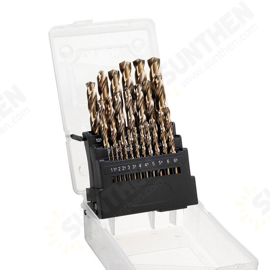 M35 Cobalt Drill Bit Set HSS-Co Jobber Length Twist Drill Bits with Plastic Case for Stainless Steel Wood Metal Drilling