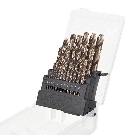 M35 Cobalt Drill Bit Set HSS-Co Jobber Length Twist Drill Bits with Plastic Case for Stainless Steel Wood Metal Drilling