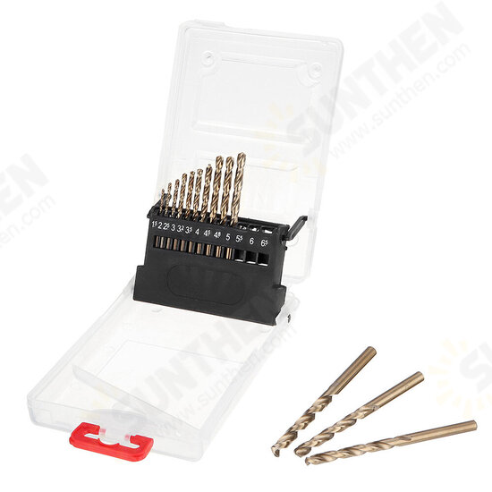 M35 Cobalt Drill Bit Set HSS-Co Jobber Length Twist Drill Bits with Plastic Case for Stainless Steel Wood Metal Drilling