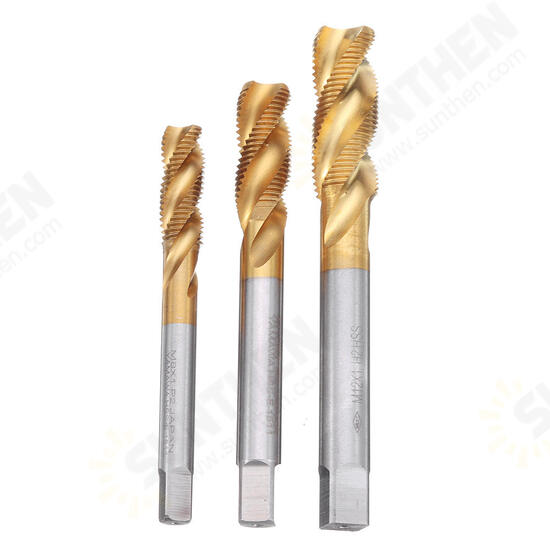 M8/M10/M12 HSS Titanium Coated Screw Tap Thread Metric Spiral Flute Machine Hand Tap M8/M10/M12 HSS Titanium Coated Screw Tap Thread Metric Spiral Flute Machine Hand Tap