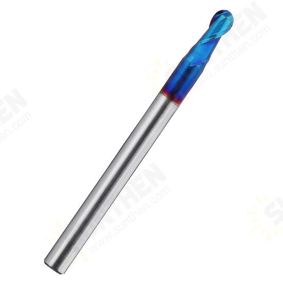 R0.5-R2 HRC60 2 Flutes Ball Nose End Mill 50mm Blue NaCo Coating CNC Milling Cutter