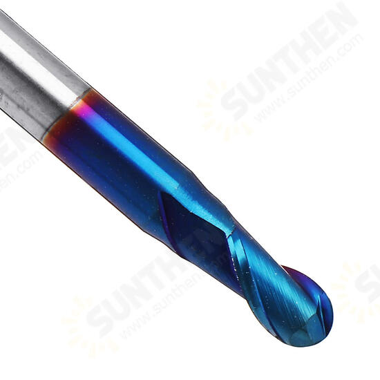 R0.5-R2 HRC60 2 Flutes Ball Nose End Mill 50mm Blue NaCo Coating CNC Milling Cutter