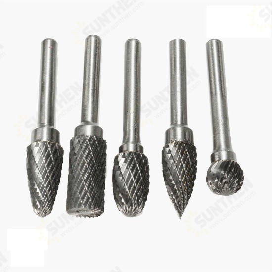 RB13 5pcs 12mm Head Tungsten Carbide Rotary File Burr Die 6mm Shank for Rotary Drill