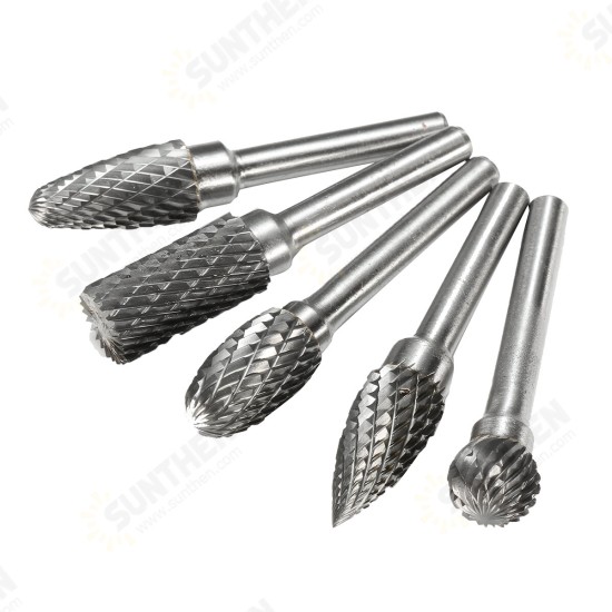 RB13 5pcs 12mm Head Tungsten Carbide Rotary File Burr Die 6mm Shank for Rotary Drill