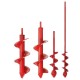 Red Upgrade Hard Alloy Head Spiral Auger Drill 4x22/4x45/8x25/8x30cm Non-Slip Flower Bulb Auger Rust Proof Planter Hole Digger Bit for Hex Drive Drill