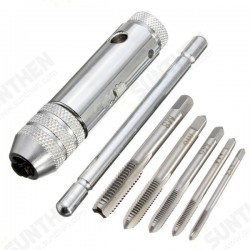 T Handle Ratchet Tap Wrench with 5pcs M3-M8 Machine Screw Thread Metric Plug Tap