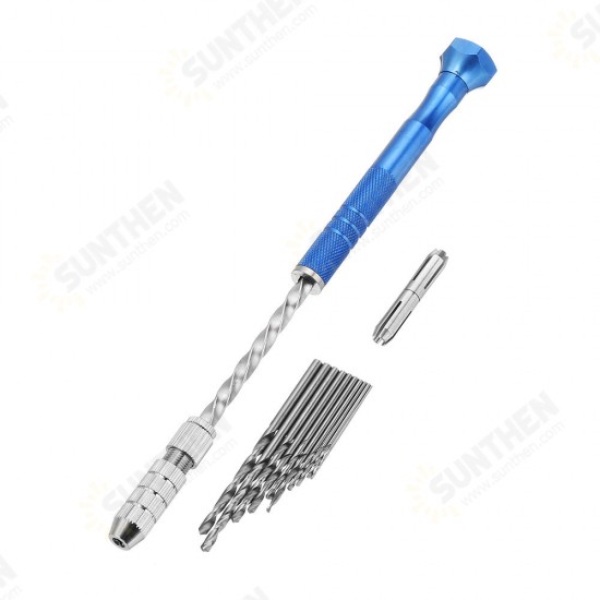 Upgrade Semi-automatic Mini Hand Drill with 2pcs Double Side Chuck and 10pcs Twist Drill Bits