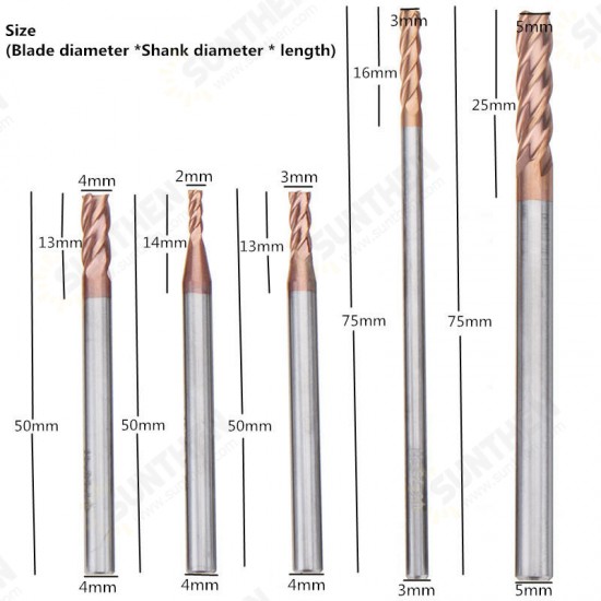 HRC55 1-5mm AlTiN Tungsten Carbide 4 Flute End Milling Cutter CNC Tool HRC55 1-5mm AlTiN Tungsten Carbide 4 Flute End Milling Cutter CNC Tool