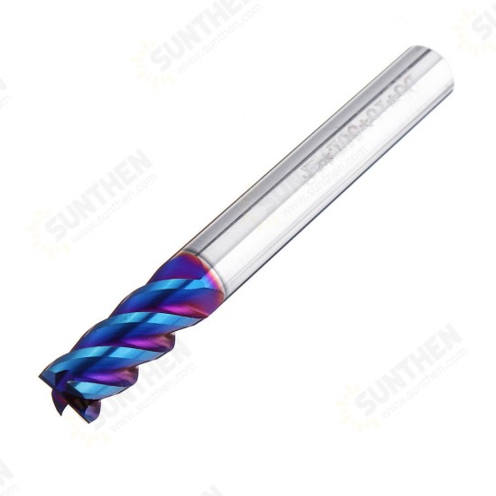 HRC60 5/6/8mm 4 Flutes Milling Cutter Blue NACO Coated Tungsten Carbide Milling Cutter CNC Tool