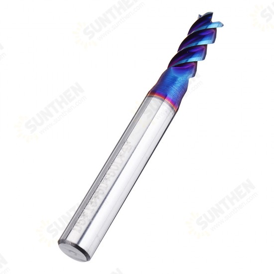 HRC60 5/6/8mm 4 Flutes Milling Cutter Blue NACO Coated Tungsten Carbide Milling Cutter CNC Tool