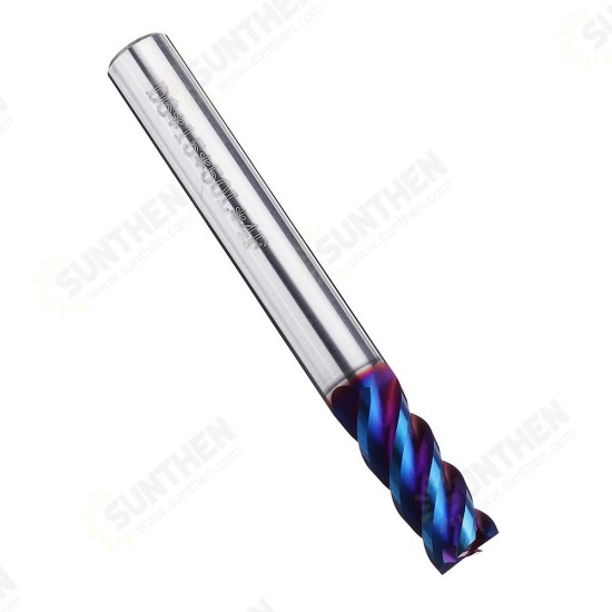 HRC60 5/6/8mm 4 Flutes Milling Cutter Blue NACO Coated Tungsten Carbide Milling Cutter CNC Tool