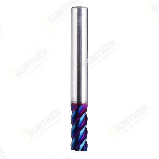 HRC60 5/6/8mm 4 Flutes Milling Cutter Blue NACO Coated Tungsten Carbide Milling Cutter CNC Tool