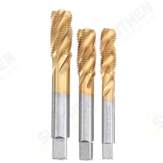 M12-20 HSS Titanium Coated Screw Tap Metric Spiral Fluted Machine Screw Hand Tap M12-20 HSS Titanium Coated Screw Tap Metric Spiral Fluted Machine Screw Hand Tap