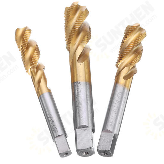 M12-20 HSS Titanium Coated Screw Tap Metric Spiral Fluted Machine Screw Hand Tap