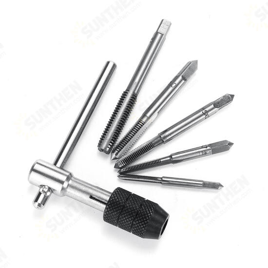 M3-M8 Tap Drill Set T Handle Ratchet Tap Wrench Machinist Tool With Screw Tap Hand M3-M8 Tap Drill Set T Handle Ratchet Tap Wrench Machinist Tool With Screw Tap Hand