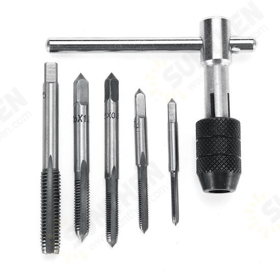 M3-M8 Tap Drill Set T Handle Ratchet Tap Wrench Machinist Tool With Screw Tap Hand