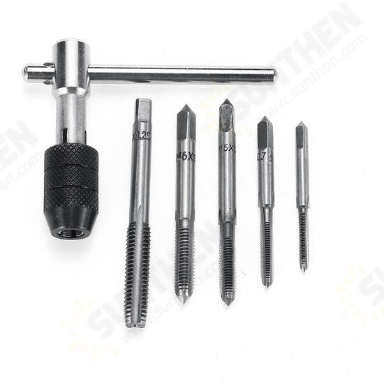 M3-M8 Tap Drill Set T Handle Ratchet Tap Wrench Machinist Tool With Screw Tap Hand M3-M8 Tap Drill Set T Handle Ratchet Tap Wrench Machinist Tool With Screw Tap Hand