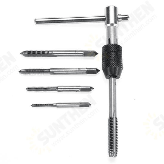 M3-M8 Tap Drill Set T Handle Ratchet Tap Wrench Machinist Tool With Screw Tap Hand