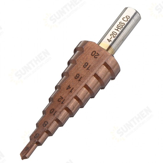 M35 Cobalt Step Drill 4-12/4-20/4-32mm HSS Drill Bits Triangle Shank For Stainless Steel M35 Cobalt Step Drill 4-12/4-20/4-32mm HSS Drill Bits Triangle Shank For Stainless Steel