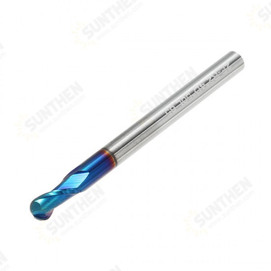 R0.5-R3 2 Flutes Tungsten Carbide End Mill HRC65 NACO Coated Ball Nose Milling Cutter R0.5-R3 2 Flutes Tungsten Carbide End Mill HRC65 NACO Coated Ball Nose Milling Cutter
