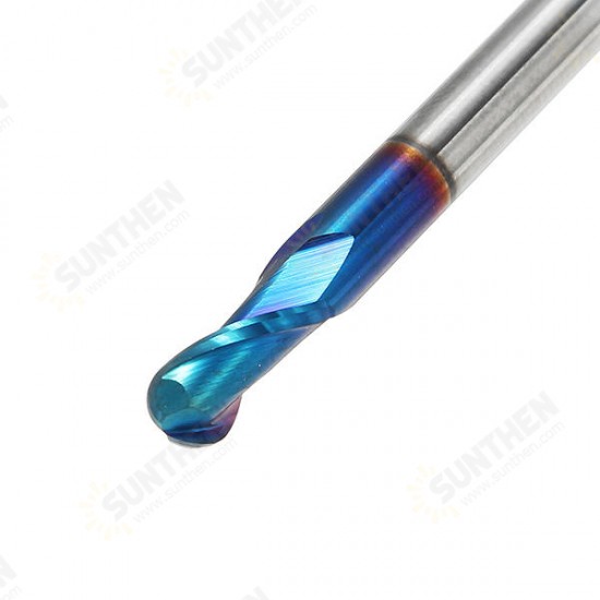 R0.5-R3 2 Flutes Tungsten Carbide End Mill HRC65 NACO Coated Ball Nose Milling Cutter