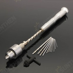 Semi-automatic Mini Hand Drill with 10 Twist Drills Chuck Clamping 0.3-4.0mm Reamer Pinhole Hand Drill